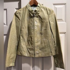 Emporio Armani Women  Olive Leather (calfskin) Zip Jacket